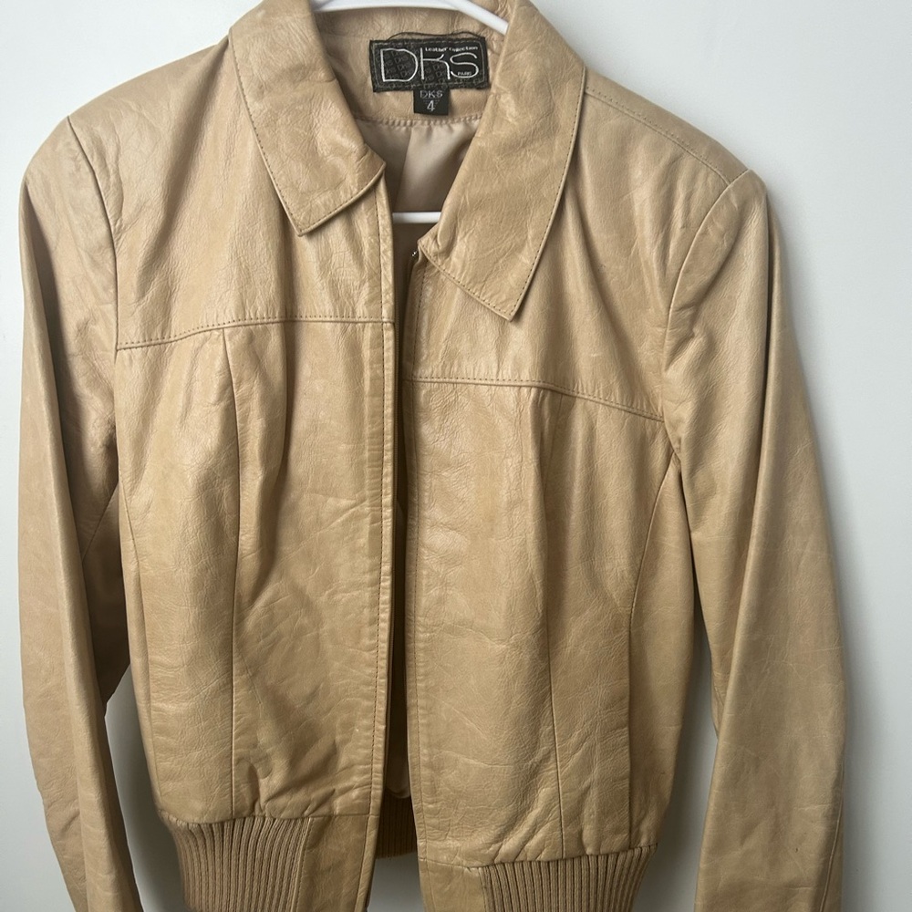 Vintage tan leather jacket DKS paris leather collection